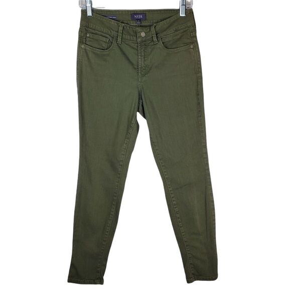 NYDJ ALINA Convertible Ankle Lift Tuck Denim Olive Green Skinny Jeans High Rise - Picture 2 of 8